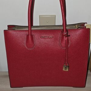 Michael Kors Red Pebbled Leather Mercer
